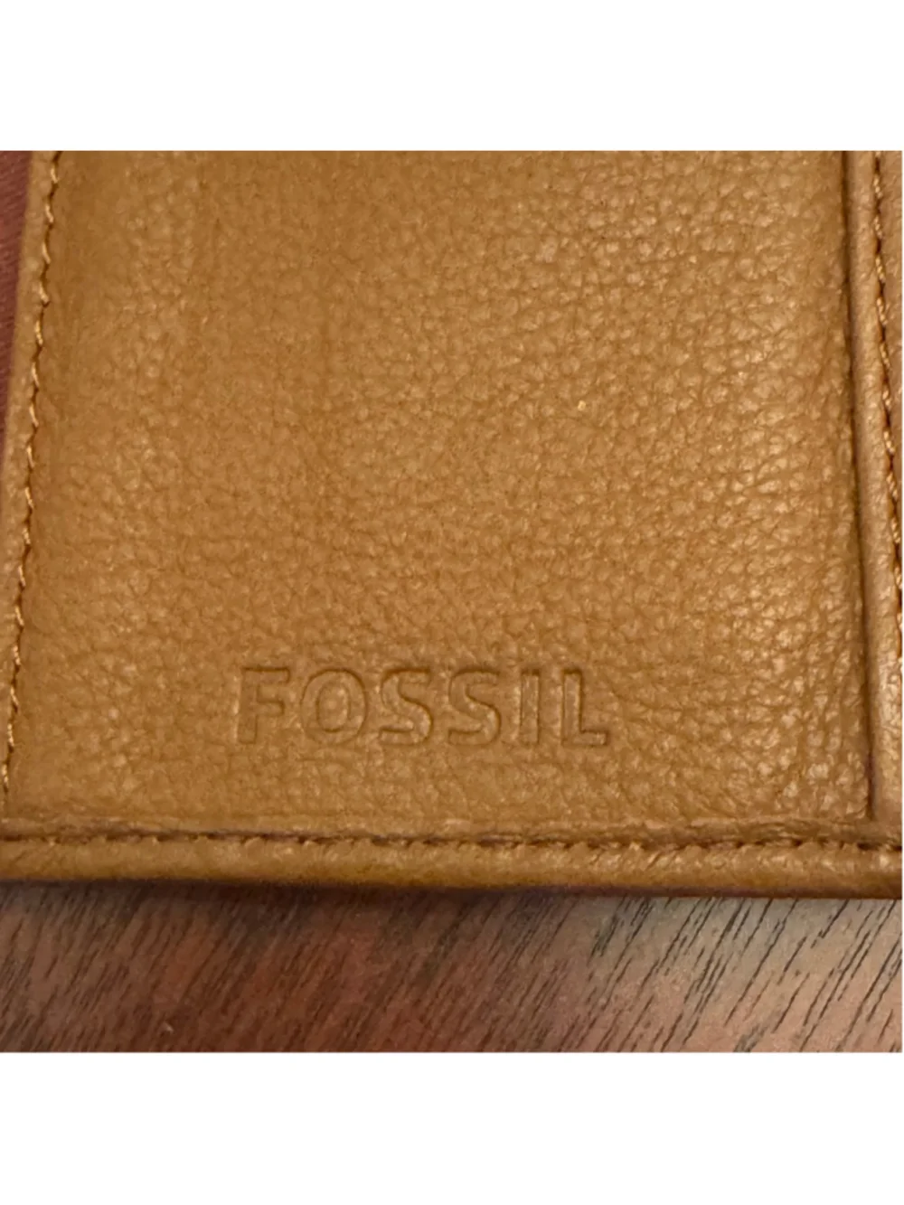 Fossil Logan Brown Leather Zip Around Checkbook Wallet Organizer RFID Clutch